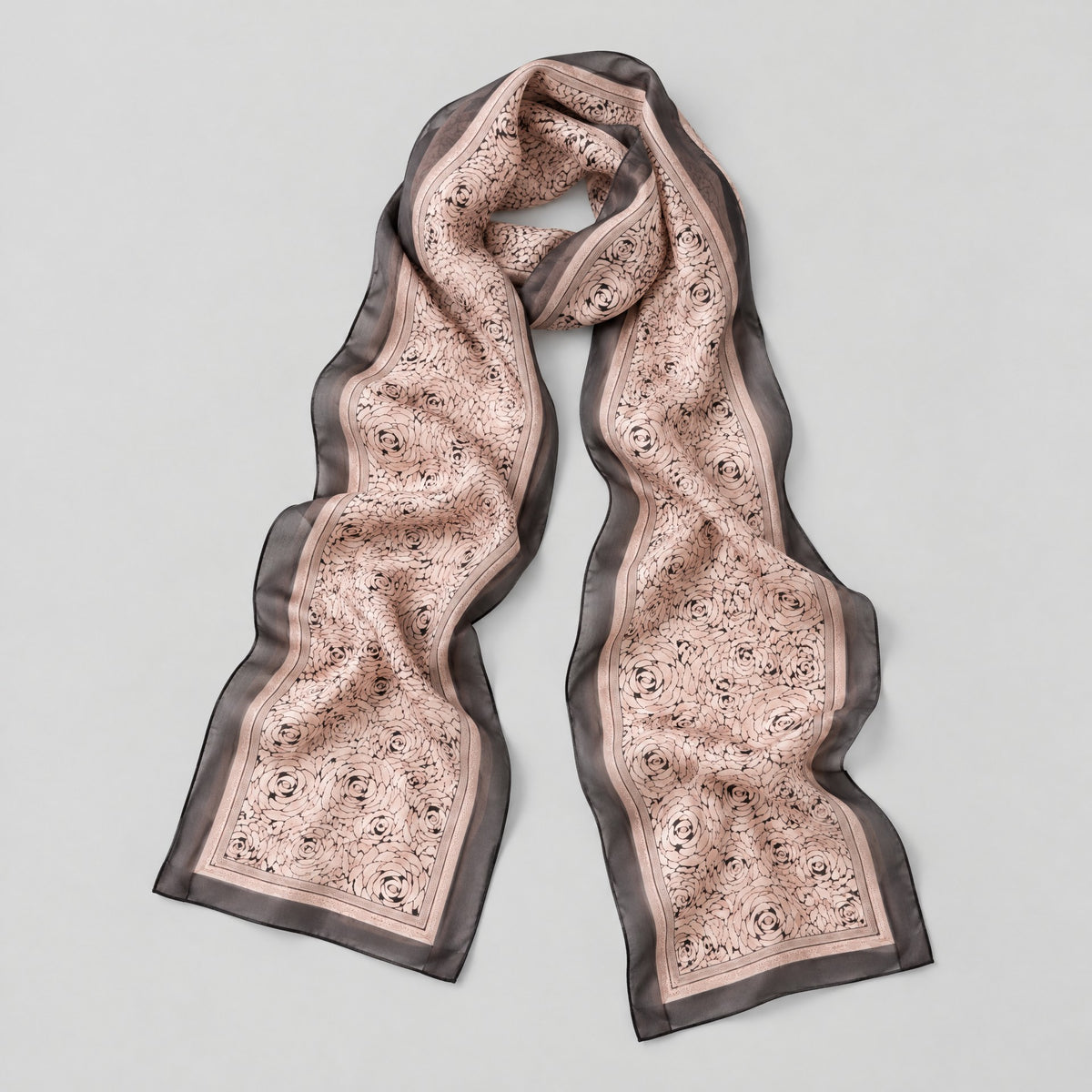 Nude Pink Rose Mulberry Silk Long Scarf – 16.5 x 63 in