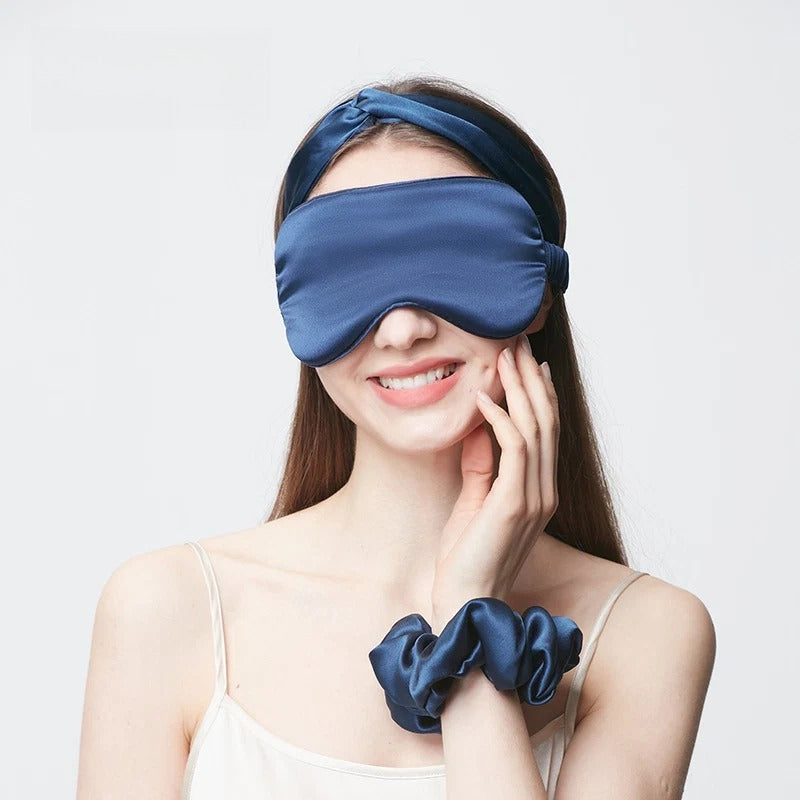 16 Momme Embroidered 100% Mulberry Silk Sleep Eye Mask – Light-Blocking, Breathable for Travel & Sleep