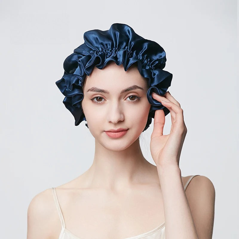 19 Momme 100% Mulberry Silk Sleep Cap – Double-Layer Hair Bonnet for Frizz-Free Hair