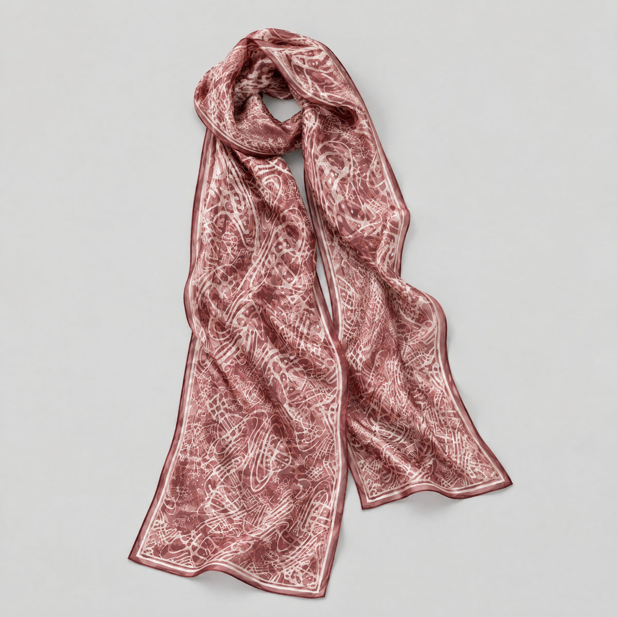 Hand-Painted Galaxy Mulberry Silk Long Scarf – 17 x 63 in