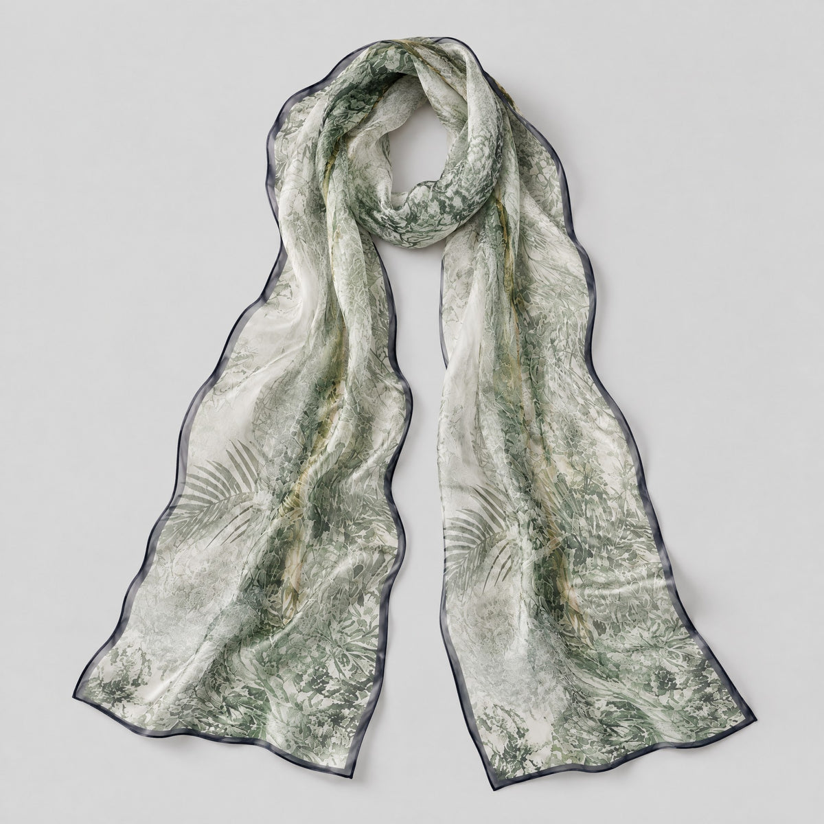 Garden Trail Mulberry Silk Long Scarf – 17 x 63 in