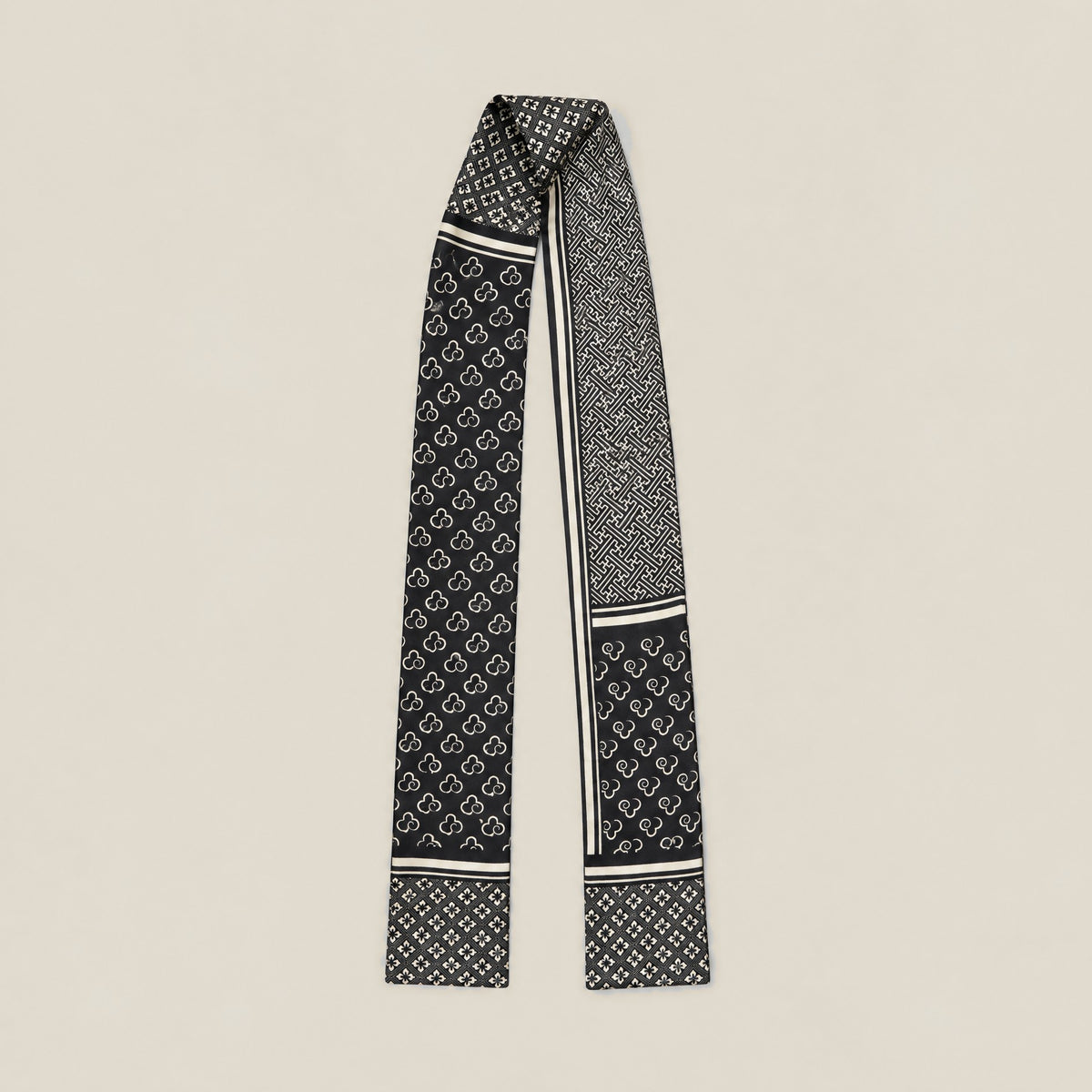 Ink Gold Elegance slim mulberry silk scarf