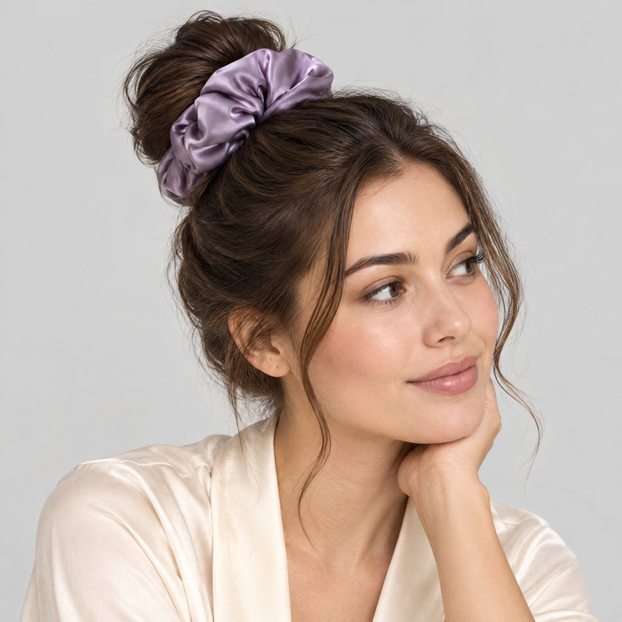 30 Momme Padded 100% Mulberry Silk Scrunchie – Gentle on Hair for Everyday Wear, 2.4 / 3.1 in