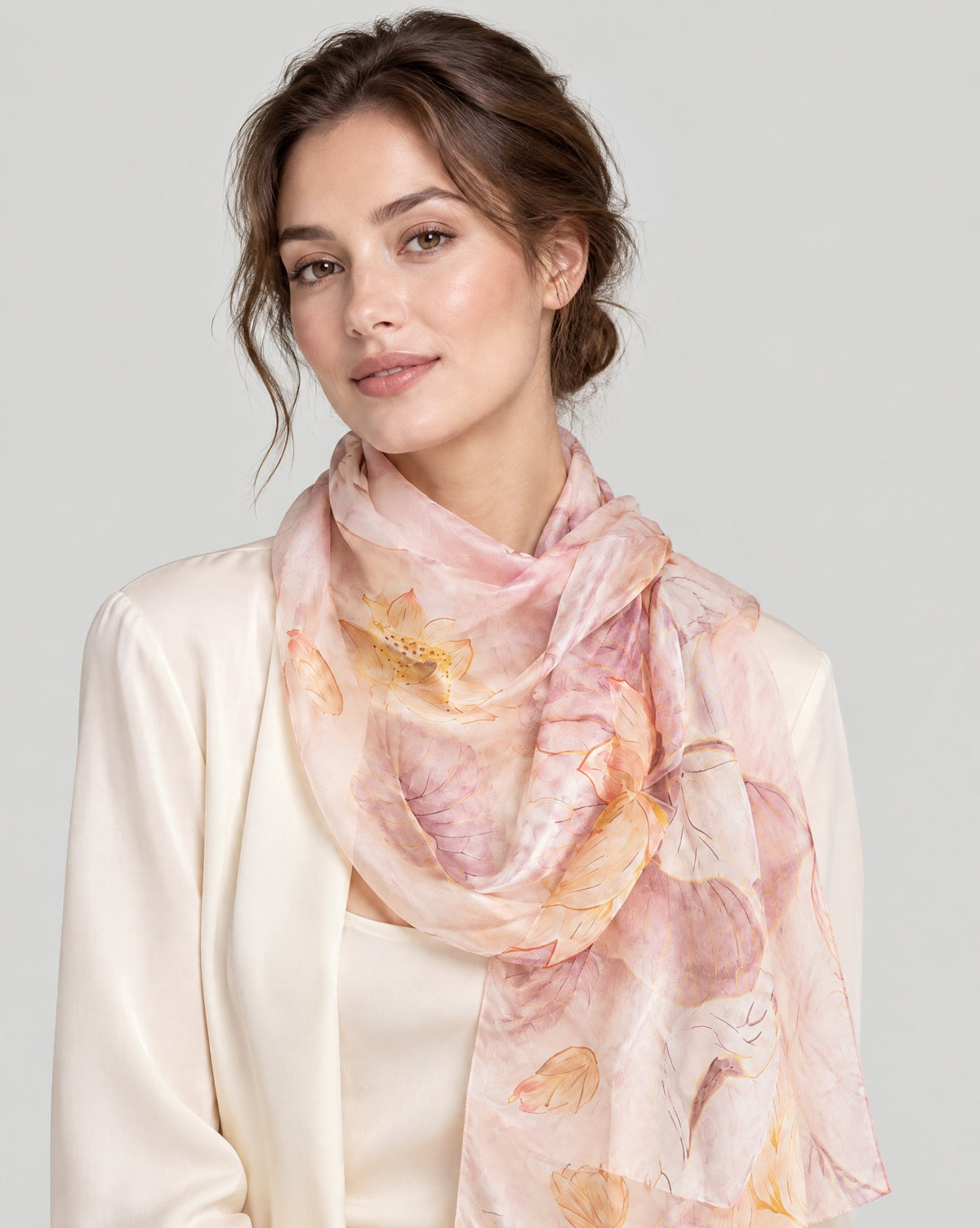 Soft Pink Lotus Mulberry Silk Long Scarf – 22 x 67 in