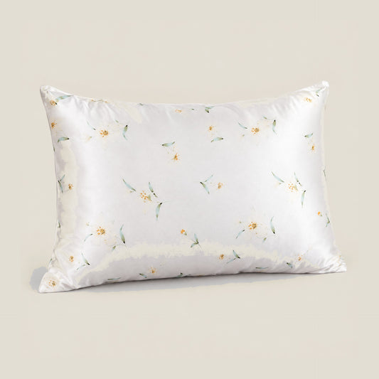 Ditsy Sprig printed mulberry silk pillowcase