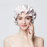 Light Pink & Silver Gray Reversible (Ruffle Edge Double Layer)