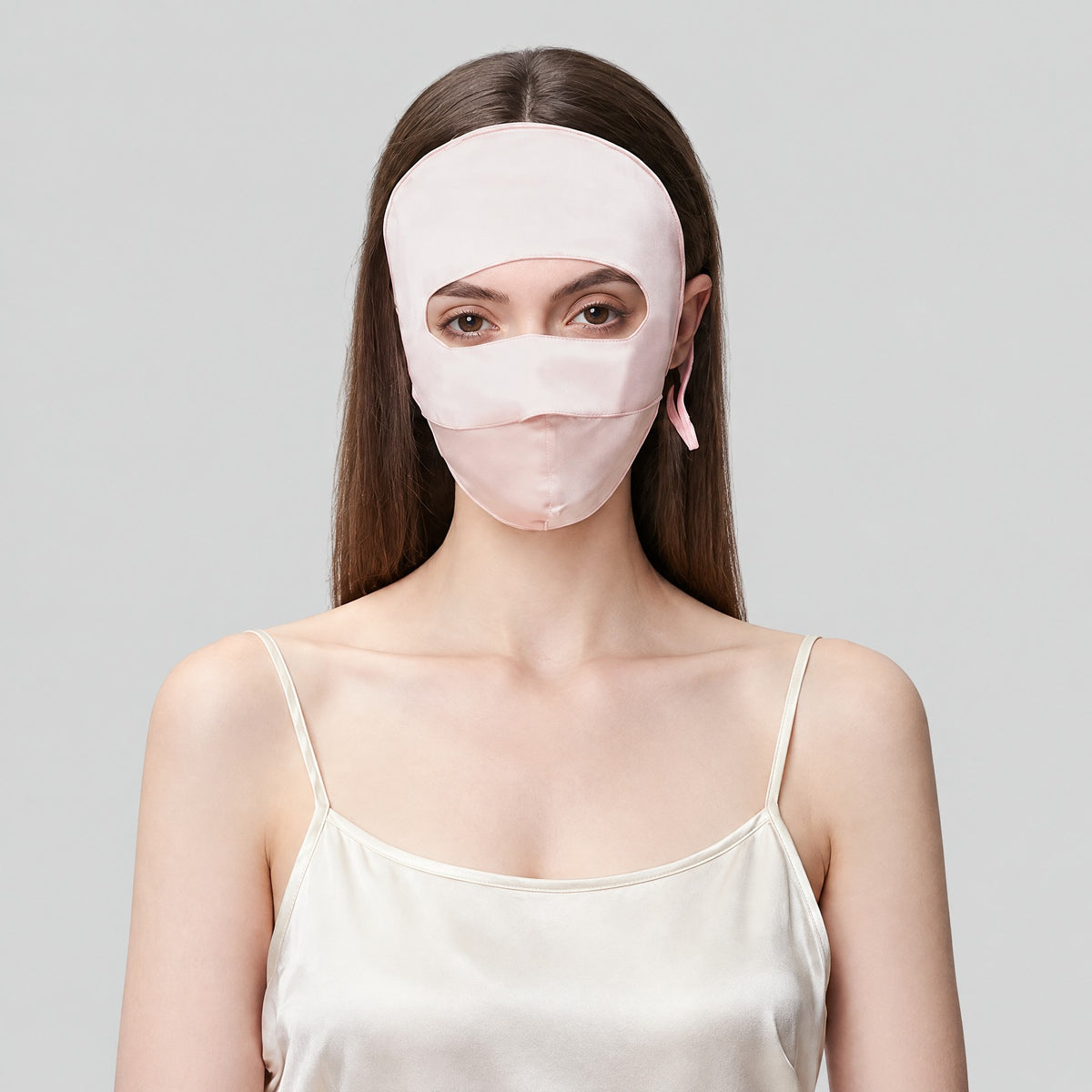 Double-Layer Mulberry Silk Full-Face Sun Hood