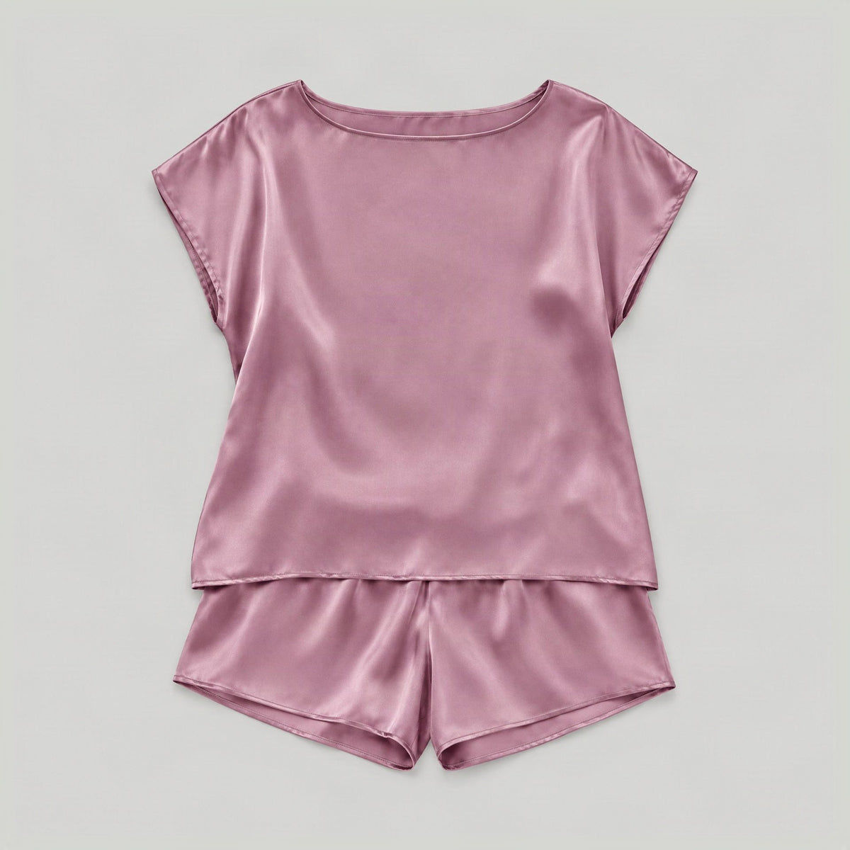 Dusty Rose 19 Momme Sleeveless 100% Mulberry Silk Pajama Set – Tank & Shorts for Women