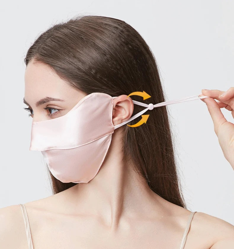 Double-Layer 100% Mulberry Silk Sun Protection Face Mask & Hood – Full Coverage