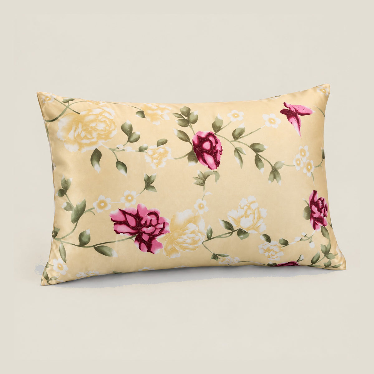Butter Rose printed mulberry silk pillowcase