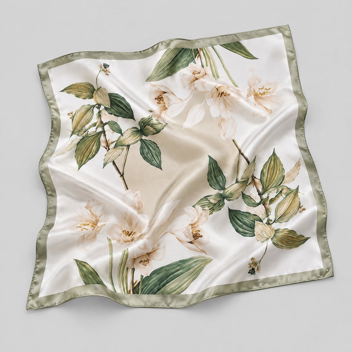 Brown Lily Mulberry Silk Square Scarf – 21 x 21 in