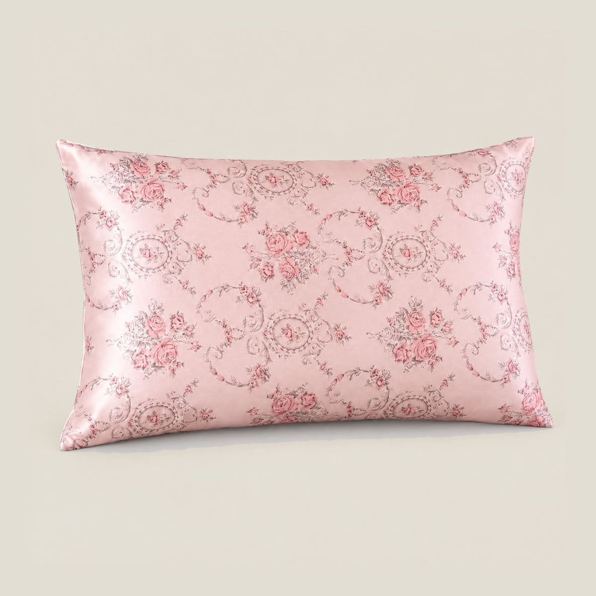Rose Damask printed mulberry silk pillowcase
