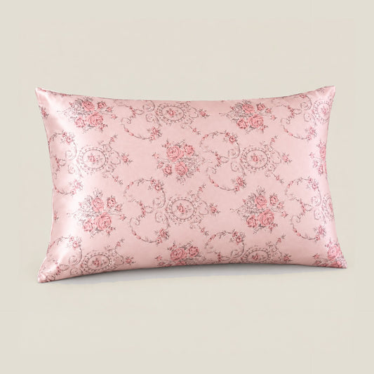 Rose Damask printed mulberry silk pillowcase