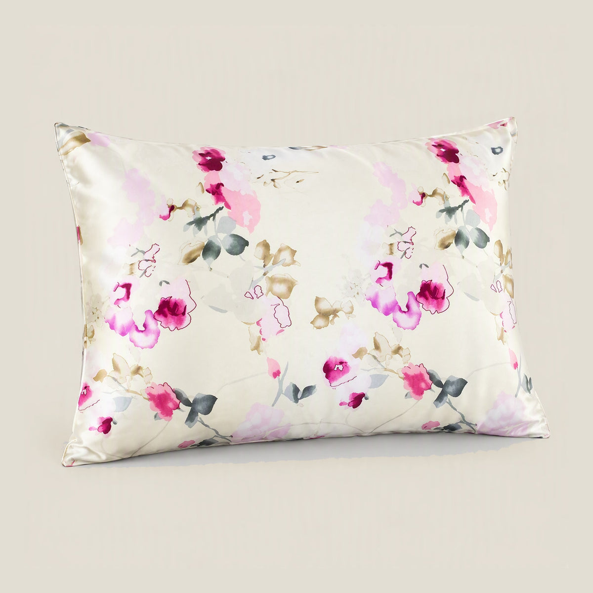 Rose Mist printed mulberry silk pillowcase