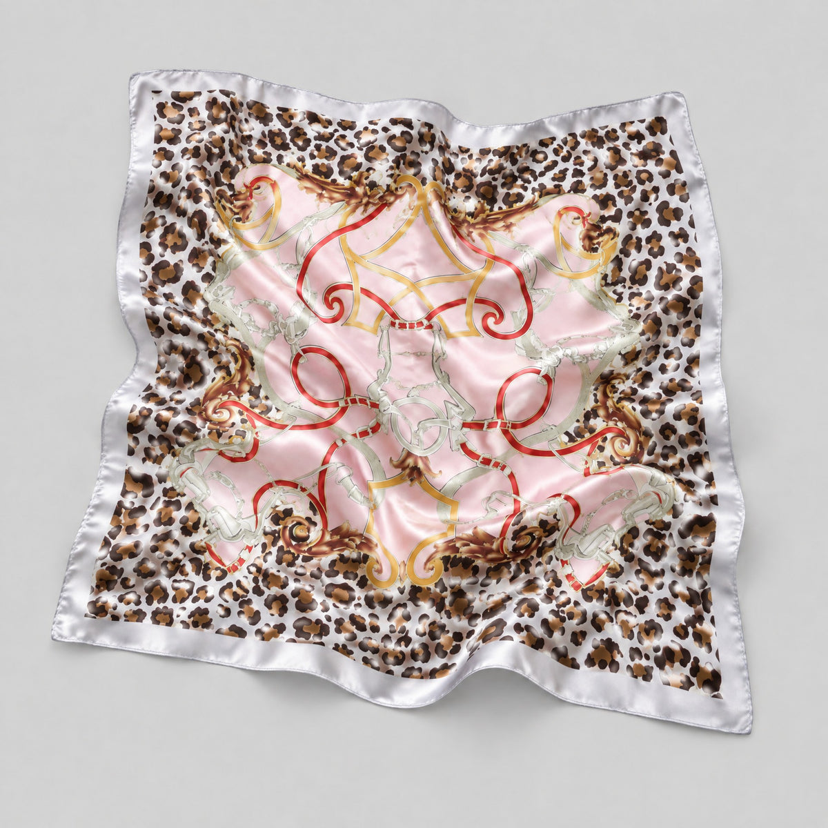 Leopard Chain Mulberry Silk Square Scarf – 43 x 43 in