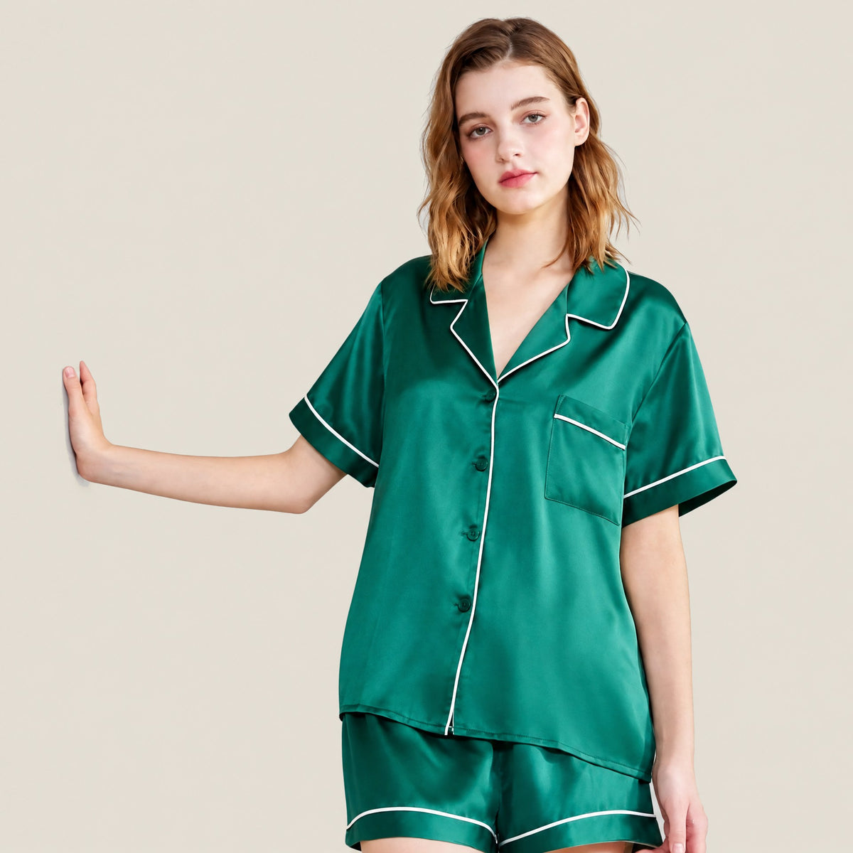 19 Momme Mulberry Silk Short Sleeve Pajama Set – Shorts