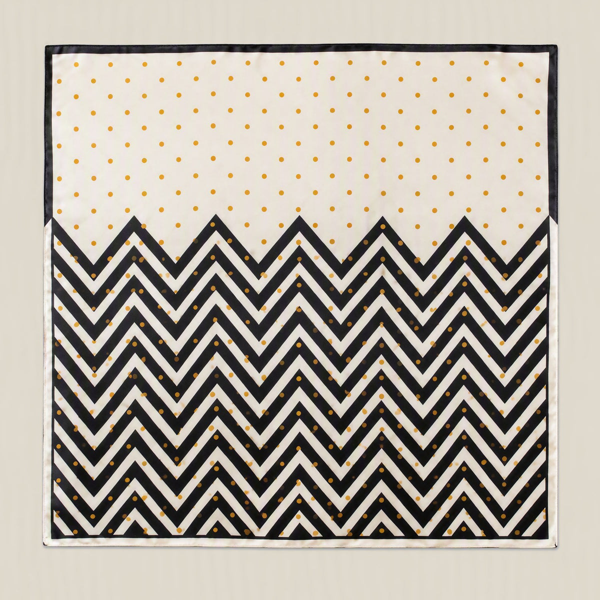 Wave Dot Black mulberry silk square scarf