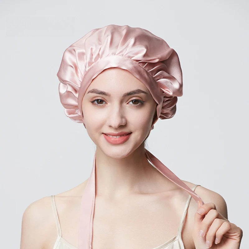 19 Momme 100% Mulberry Silk Sleep Cap – Double-Layer Hair Bonnet for Frizz-Free Hair