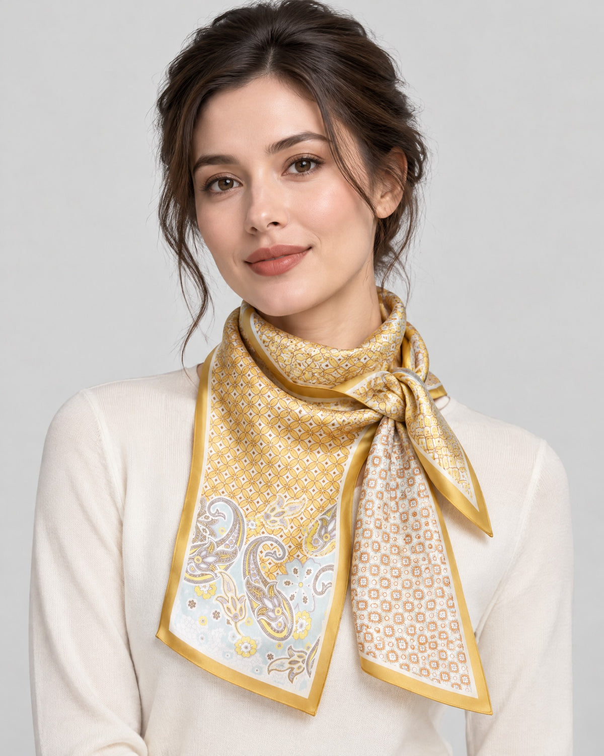 Gilded Dream Slim Mulberry Silk Scarf – 6 x 59 in