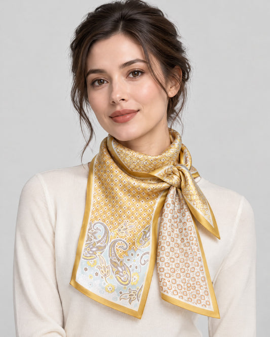 Gilded Dream Slim Mulberry Silk Scarf – 6 x 59 in