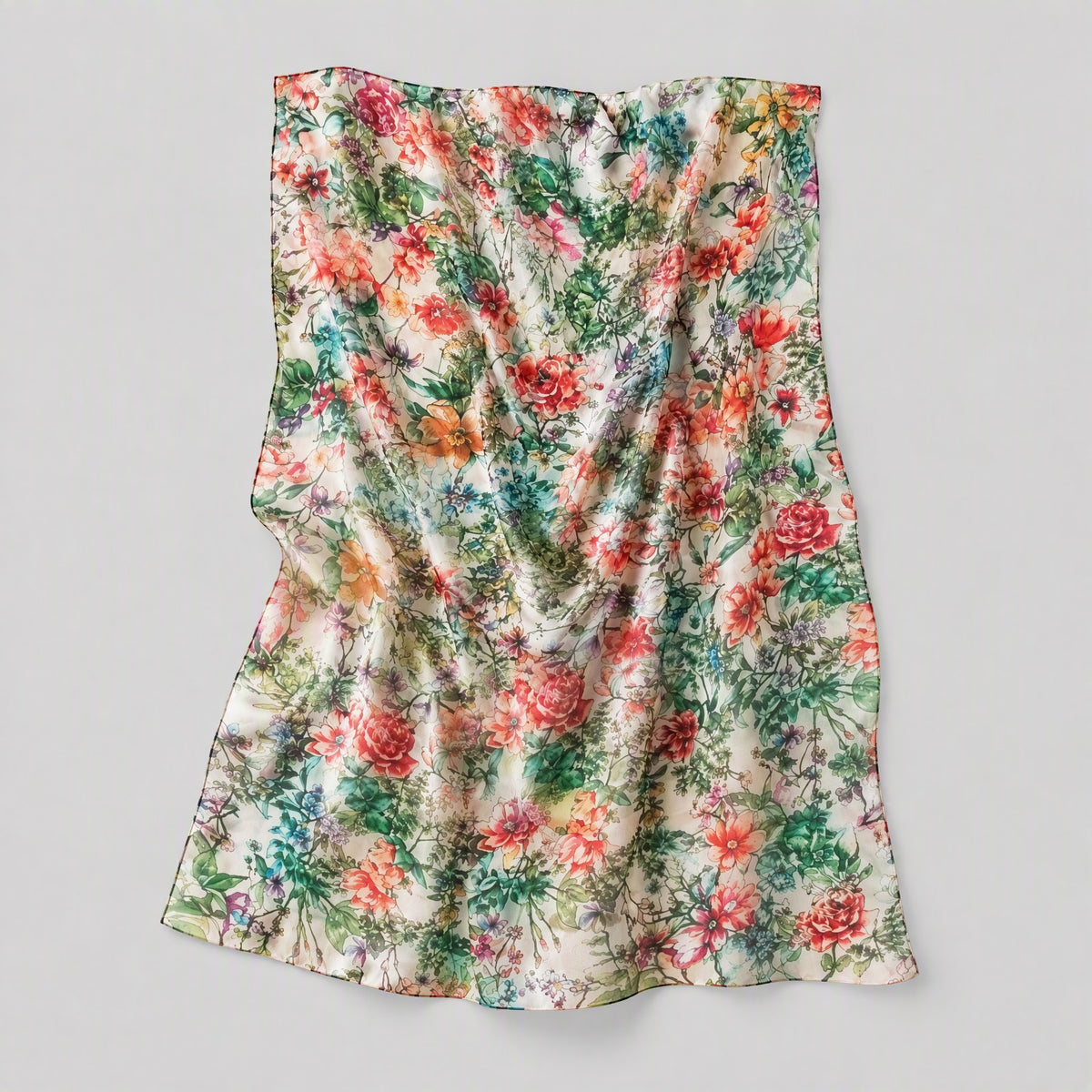 Spring Small Floral Mulberry Silk Scarf – 69 x 43 in