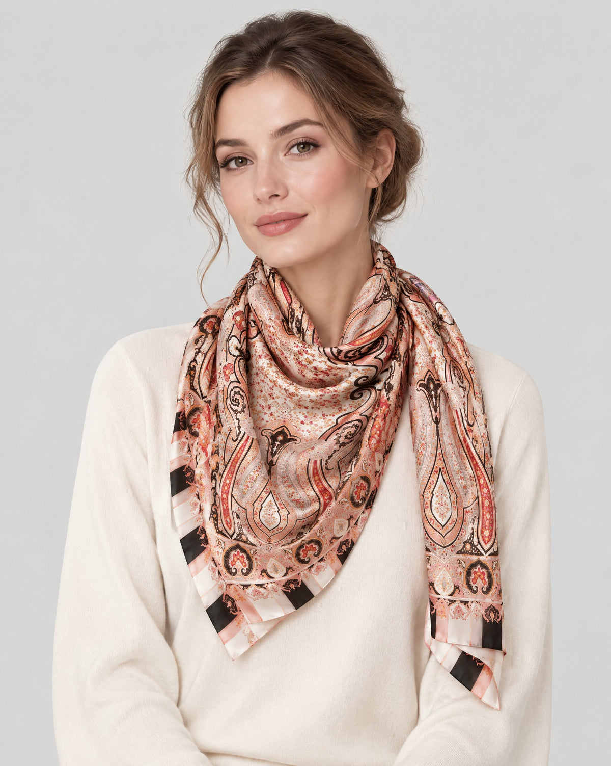 Mirror Print Mulberry Silk Oversized Scarf – 69 x 43 in
