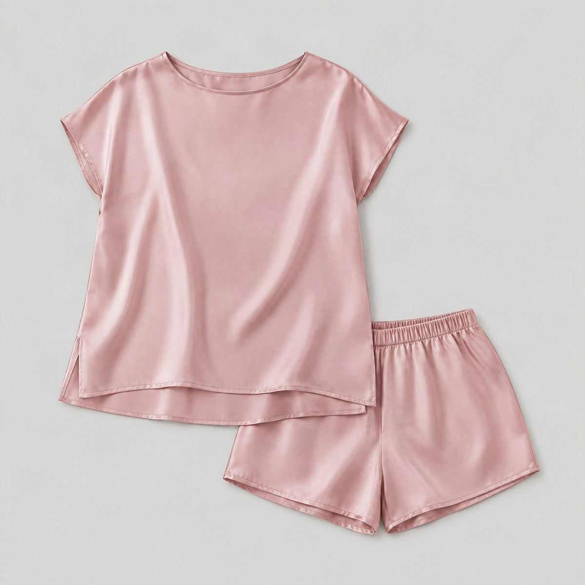 Deep Lotus Root 19 Momme Sleeveless 100% Mulberry Silk Pajama Set – Tank & Shorts for Women