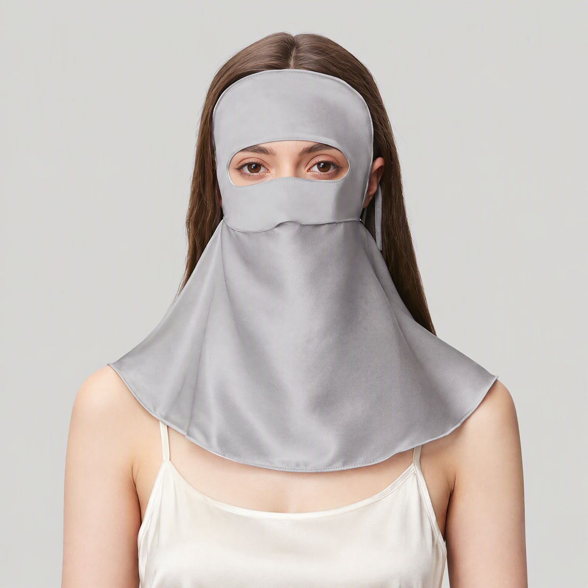 Mulberry Silk Full-Face Sun Cover with Neck Drape