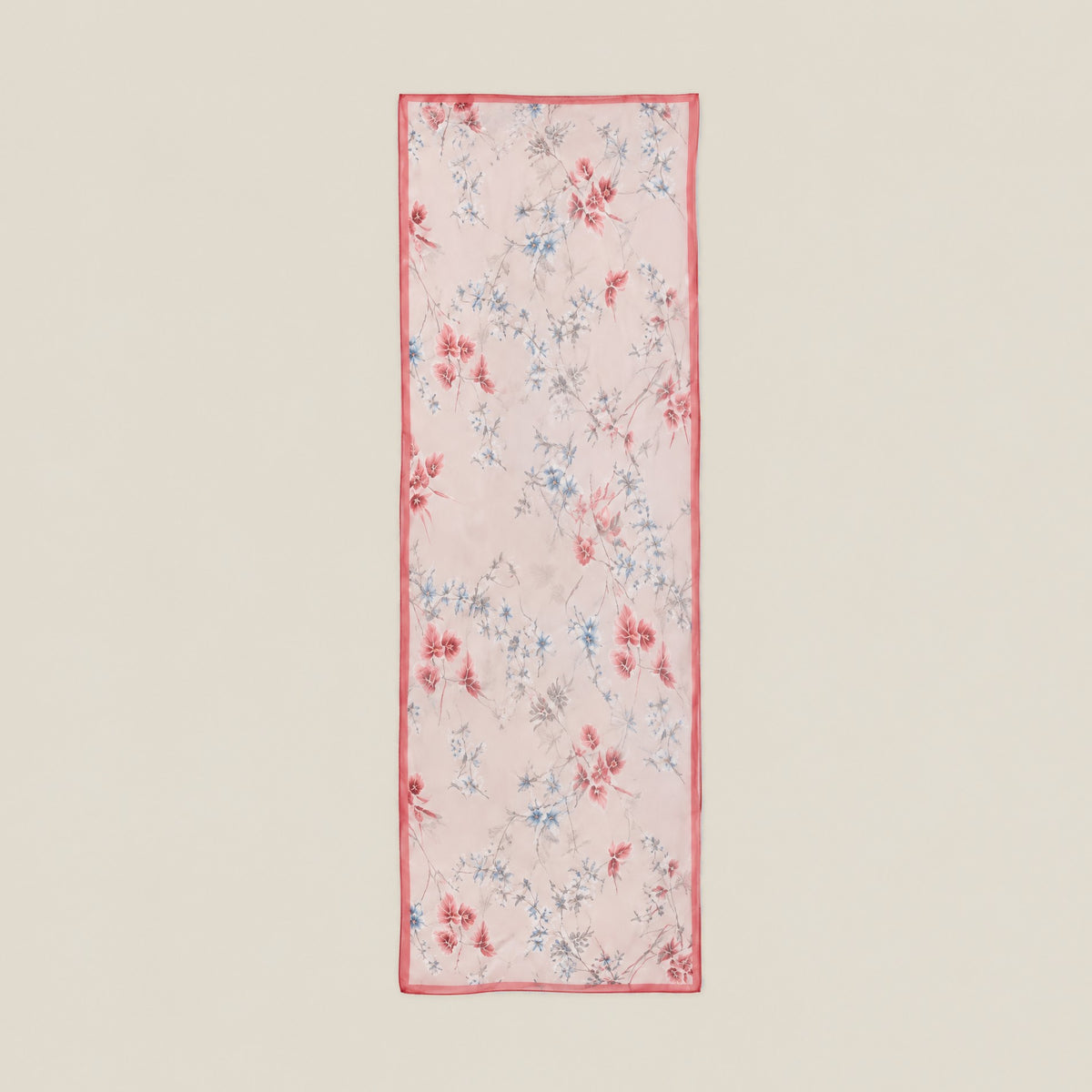 Pink Branch mulberry silk long scarf