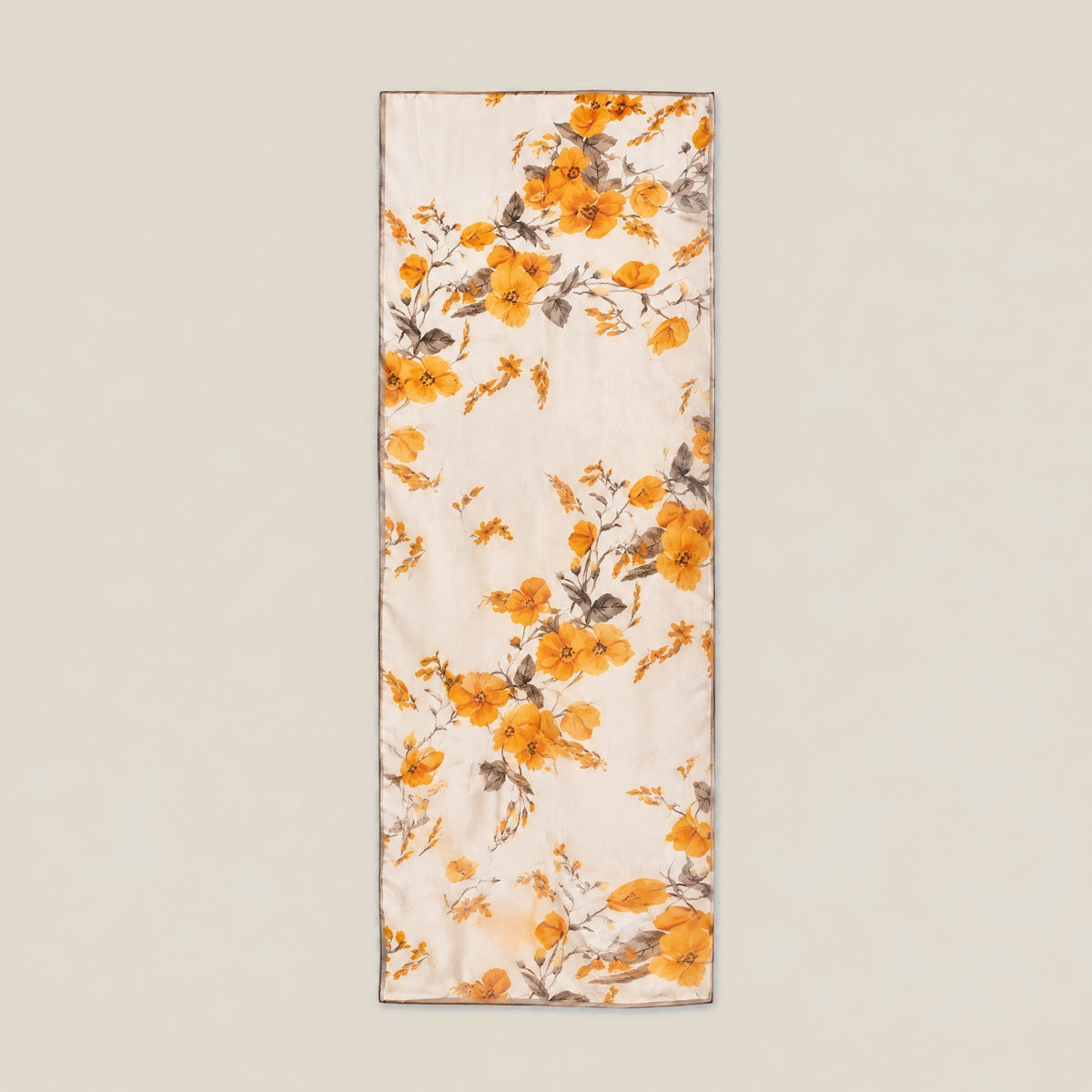 Orange blossom mulberry silk scarf, 22 x 67 in