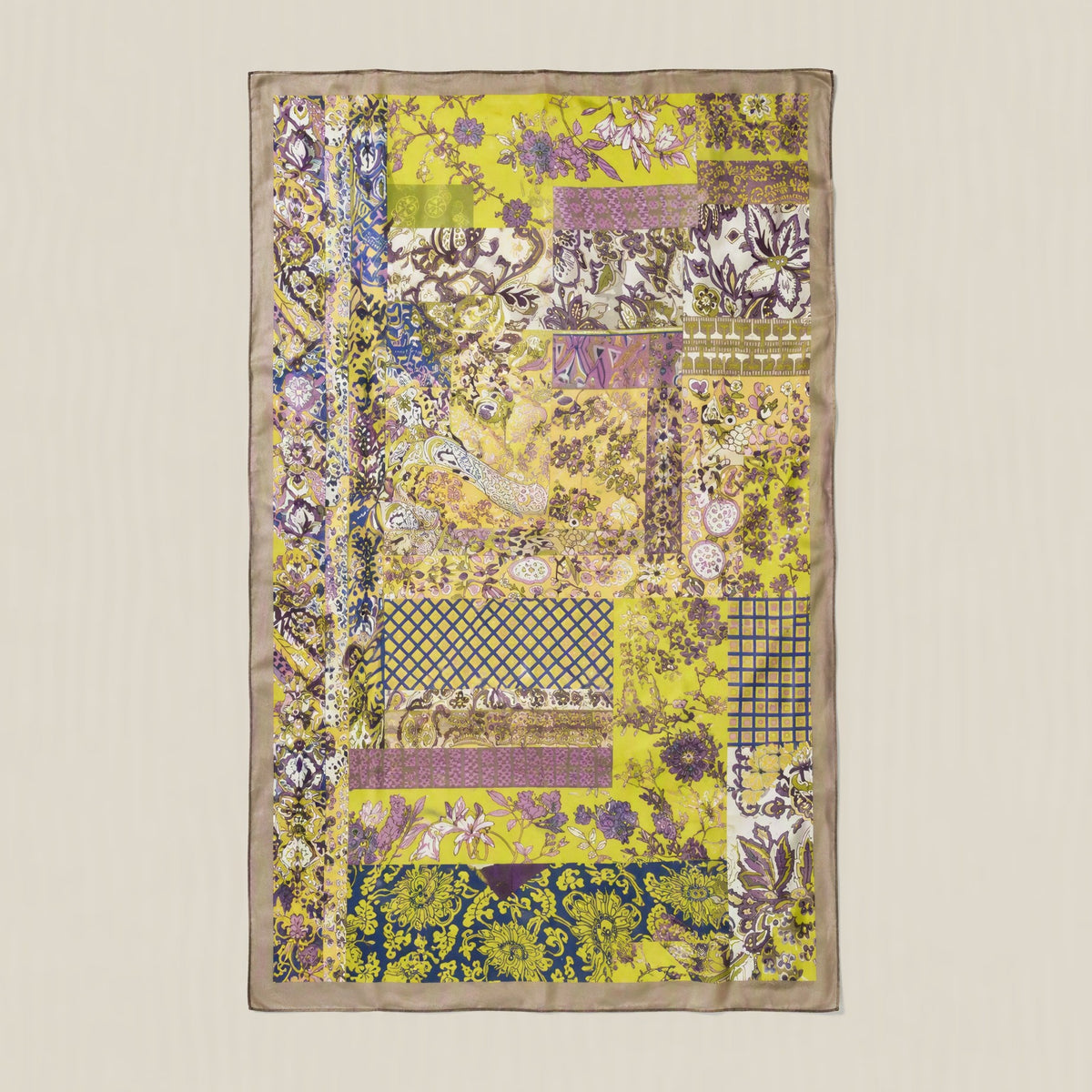 Yellow Small Floral mulberry silk scarf