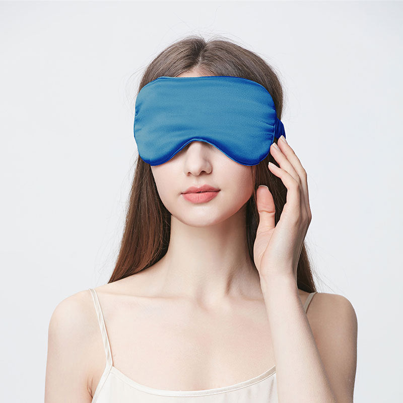Sea Blue 19 Momme Eye Mask (approx. 8.7 x 3.9 in) Variant