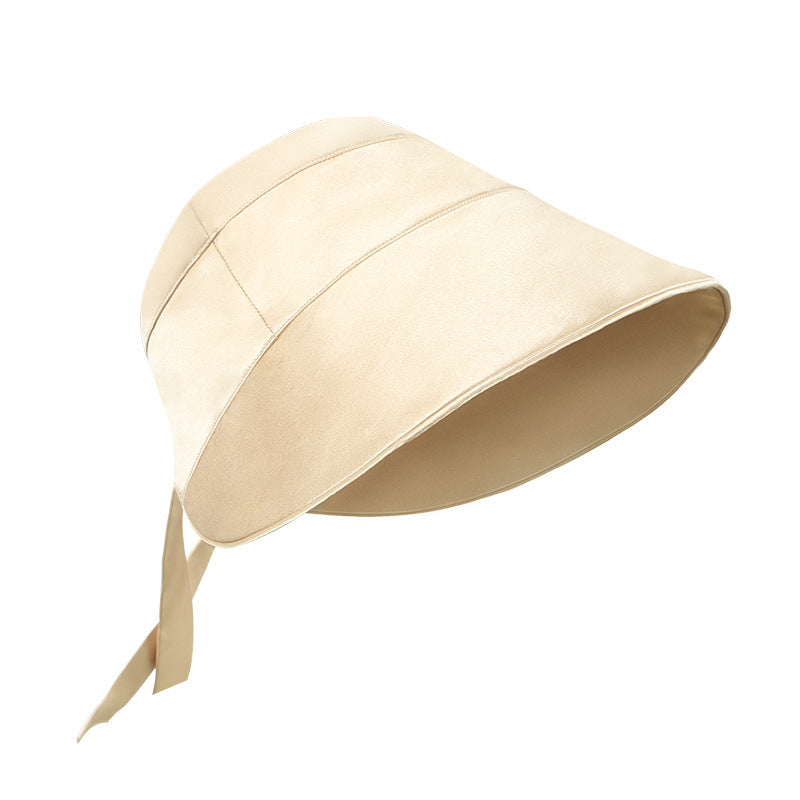 Quicksand gold silk sun hat angled view