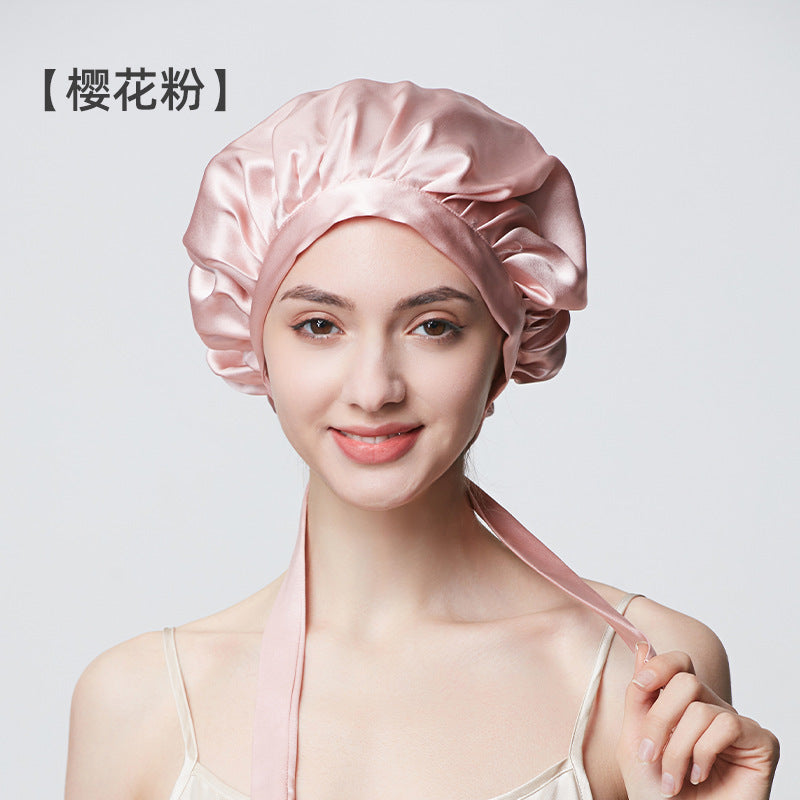 100% Mulberry Silk Sleep Cap – 19 Momme Thick Double-Layer Hair Care Bonnet for Frizz-Free Hair