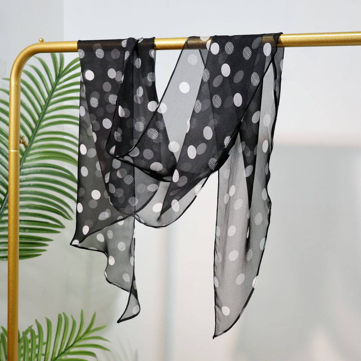 Long Oblique Silk Scarf with Polka Dot Print – 100% Mulberry Silk Lightweight Stole for Neck, Head & Hair, 33 x 160 cm