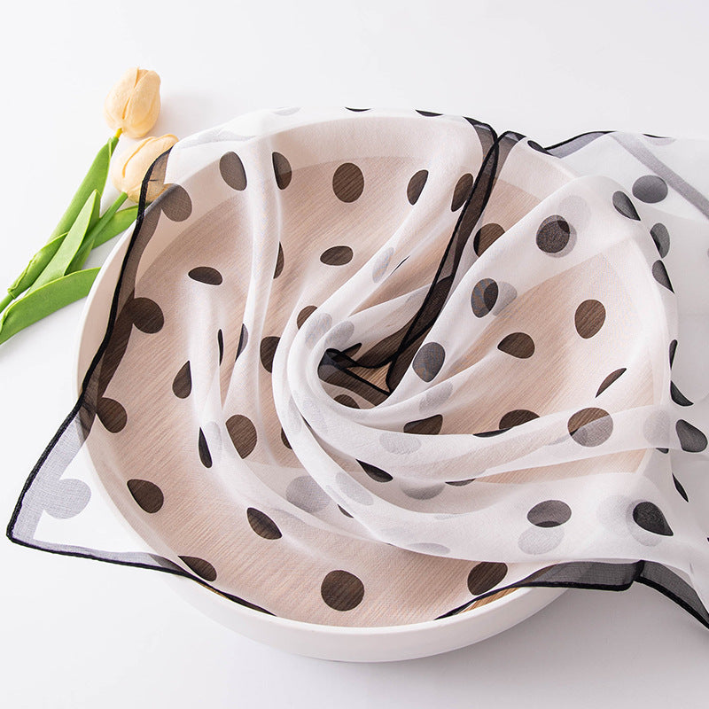 Mulberry Silk Long Scarf – 96%+ Pure Silk Polka Dot & Floral Print Lightweight Shawl for Spring and Summer