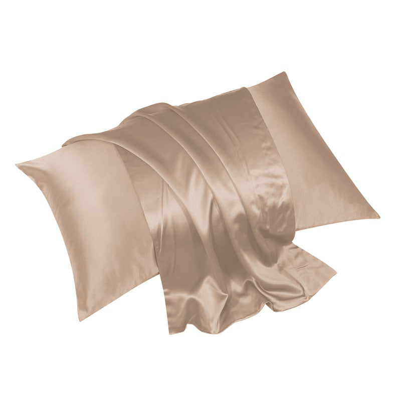 Champagne beige silk pillowcase showing soft satin finish