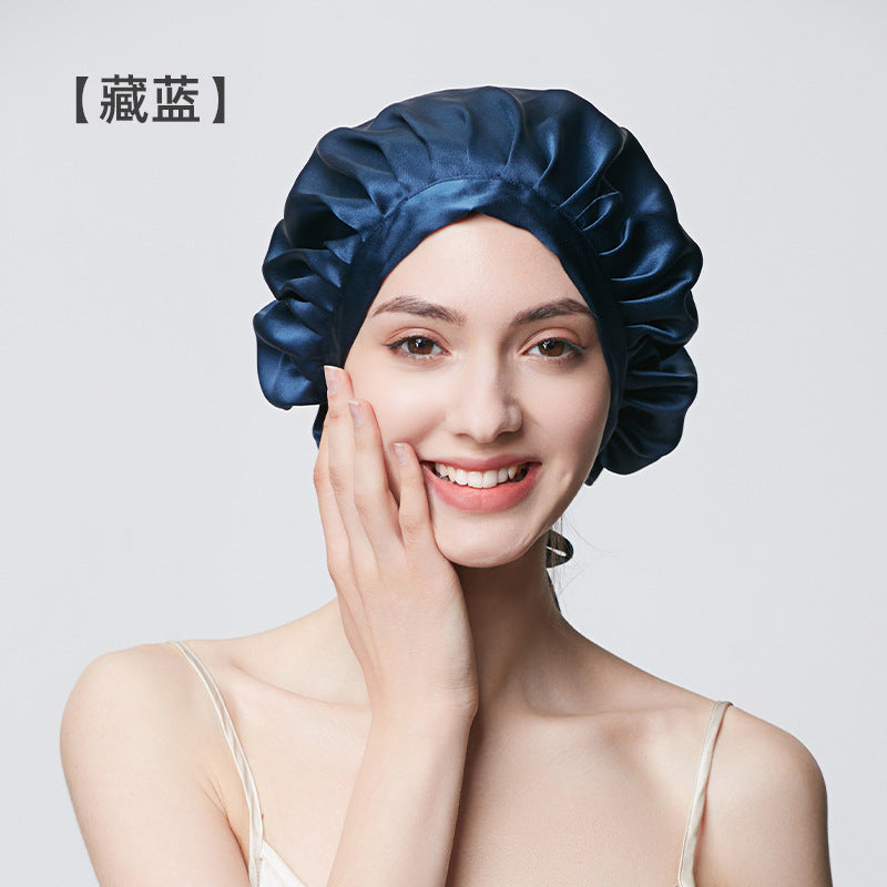 100% Mulberry Silk Sleep Cap – 19 Momme Thick Double-Layer Hair Care Bonnet for Frizz-Free Hair