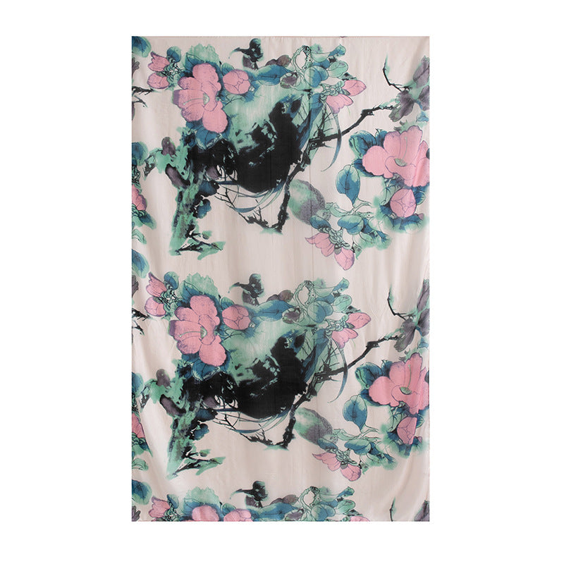 Mulberry Silk Long Scarf for Women – Lightweight Floral Print Shawl Wrap for Spring, 69 x 43 in