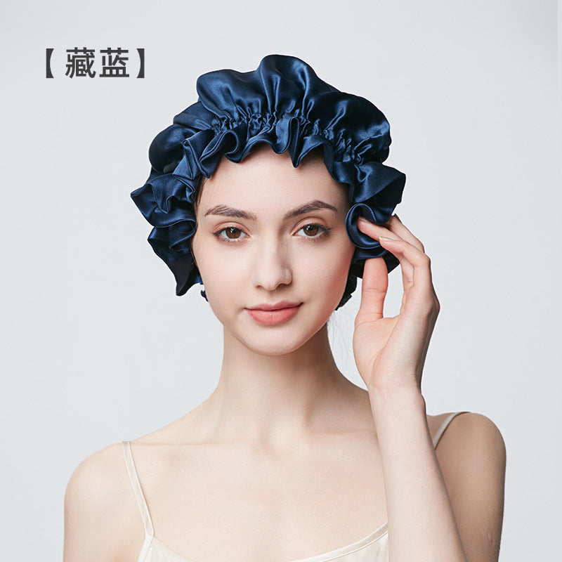 100% Mulberry Silk Sleep Cap – 19 Momme Thick Double-Layer Hair Care Bonnet for Frizz-Free Hair