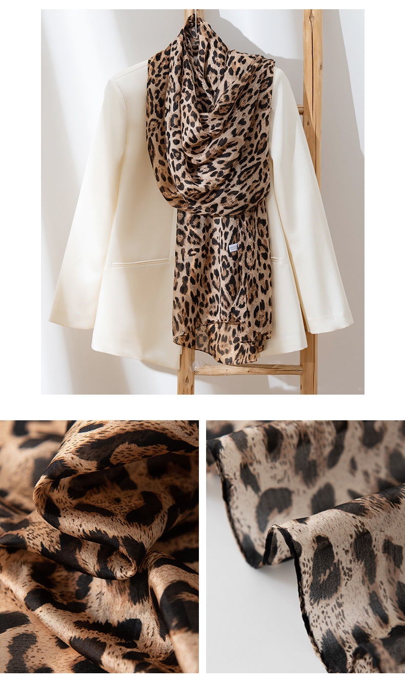 Mulberry Silk Long Scarf with Printed Patterns – Lightweight, Breathable Vintage Shawl for Spring, 69 x 43 in