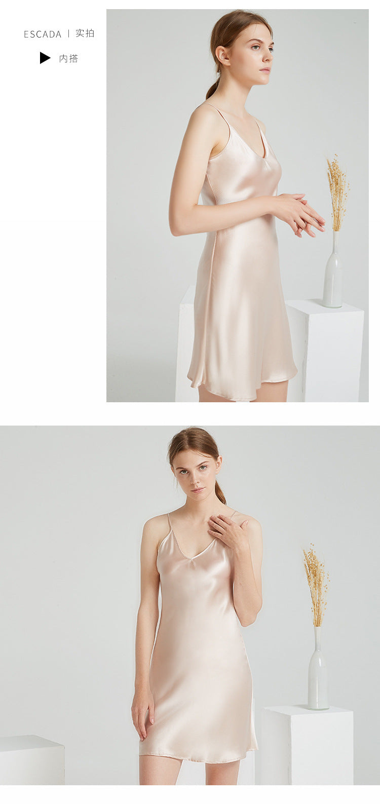 Embroidered Butterfly Silk Camisole & Robe Two-Piece Set – 100% Mulberry Silk Sleepwear with 3/4 Sleeves
