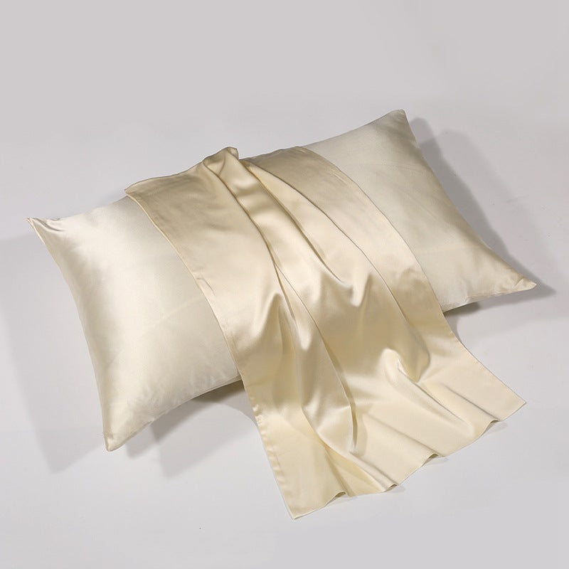 Ivory cream silk pillowcase with elegant sheen and smooth folds