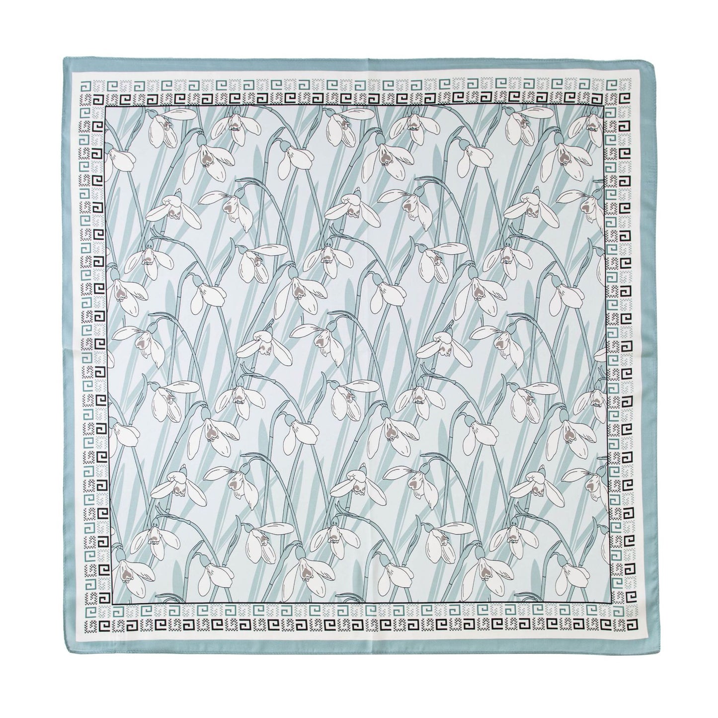 Mulberry Silk Square Scarf with Peony Print – 26 x 26 in, Hand-Rolled Hem