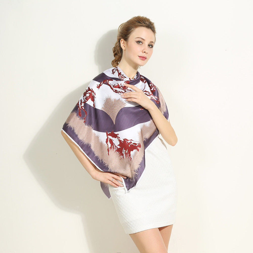 100% Mulberry Silk Square Scarf 108 x 108 cm – Printed Fashion Shawl for Fall and Winter