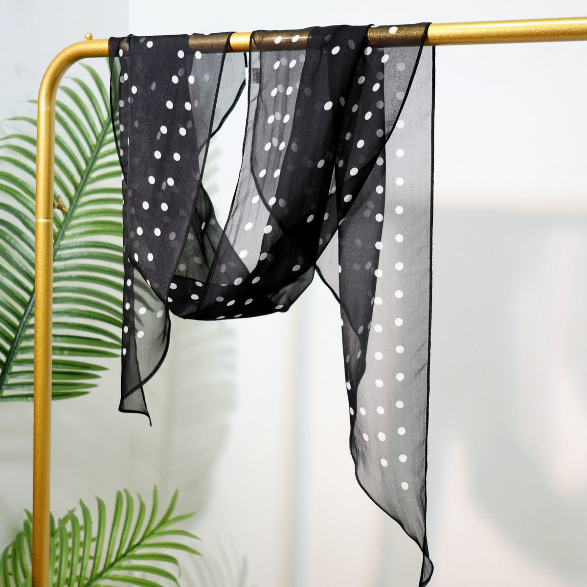 Long Oblique Silk Scarf with Polka Dot Print – 100% Mulberry Silk Lightweight Stole for Neck, Head & Hair, 33 x 160 cm
