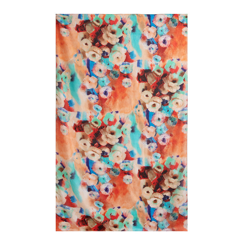 Mulberry Silk Long Scarf for Women – Lightweight Floral Print Shawl Wrap for Spring, 69 x 43 in
