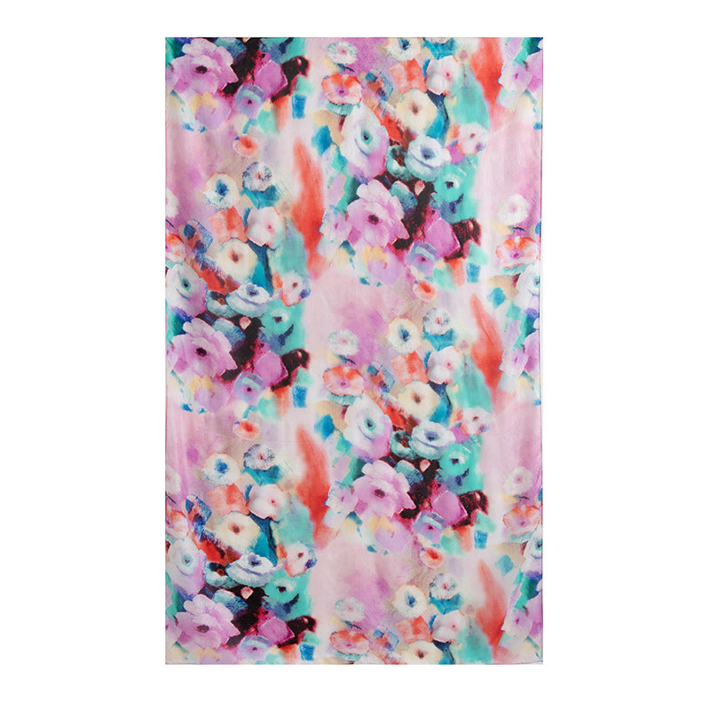 Mulberry Silk Long Scarf for Women – Lightweight Floral Print Shawl Wrap for Spring, 69 x 43 in
