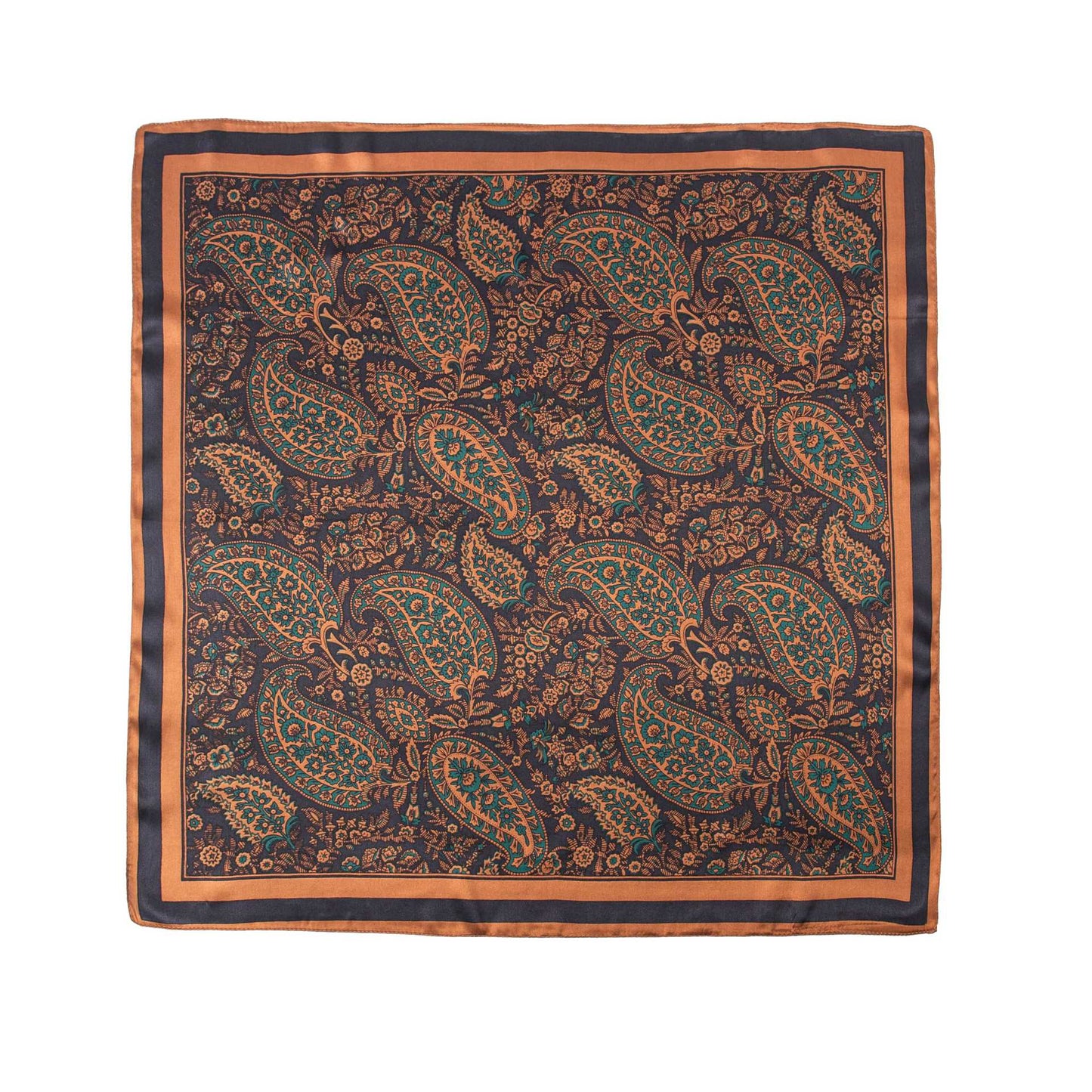 Mulberry Silk Square Scarf with Peony Print – 26 x 26 in, Hand-Rolled Hem