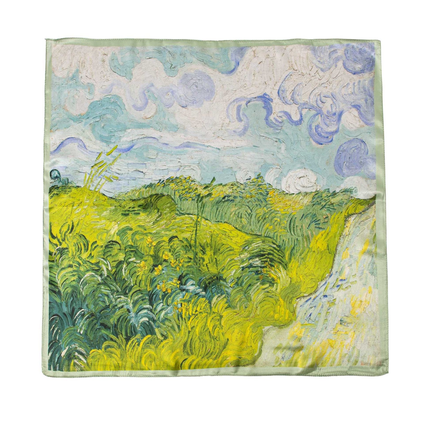 Mulberry Silk Square Scarf with Peony Print – 26 x 26 in, Hand-Rolled Hem